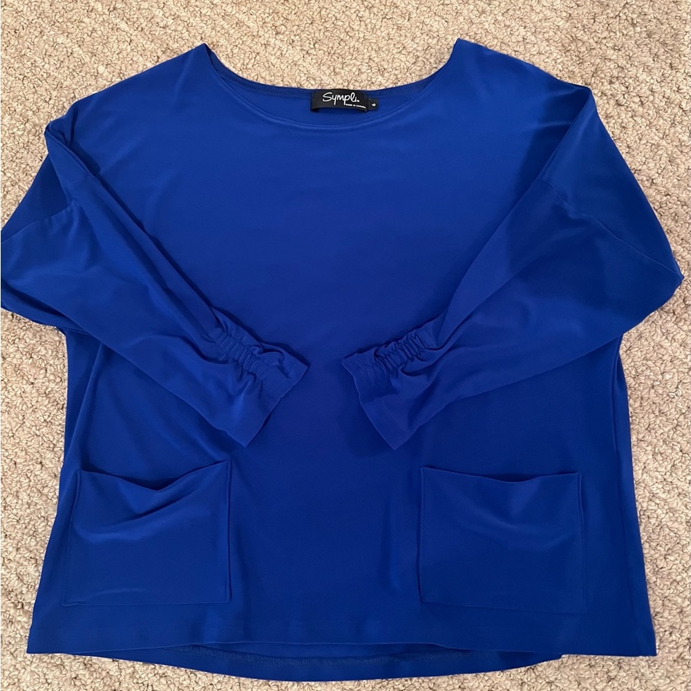 Sympli Blue Boxy 3/4 Sleeve Blouse